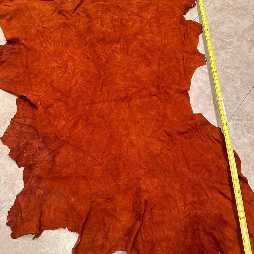 Large Suede Leather Hide Craft Supply Upholstery Piece DIY Projects‎ Orange